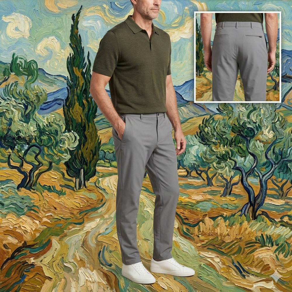 Banana Republic Mens Performance Tech Chinos Grey 40x34 Slim Straight Pants